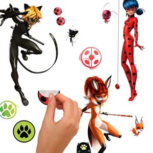 RoomMates RMK5331SCS Miraculous Tales of Ladybug and Cat Noir Peel and Stick Wall Decals, Multi