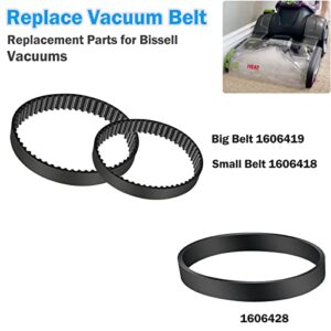 3 Pack Vacuum Belts Replacement for Bissell ProHeat 2X Revolution Pet Carpet Cleaner, Vacuum Cleaner Belts Replace Parts 1606418, 1606419, 1606428, Fit Models: 1548, 1550, 1551, 1551W Series