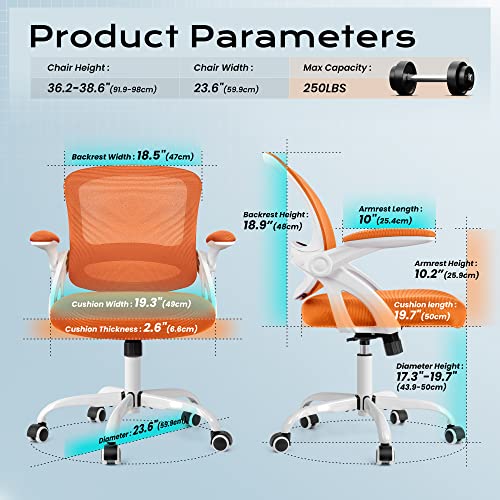 KERDOM Office Chair, Ergonomic Desk Chair, Mesh Computer Chair Height Adjustable, Comfy Swivel Task Chair with Wheels and Flip-up Arms