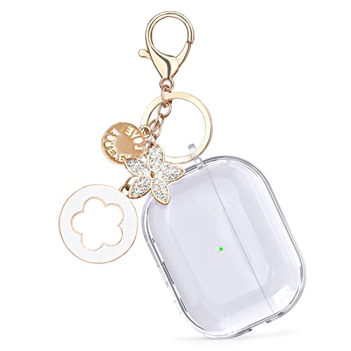 VISOOM Clear Case for Airpods Pro 2nd Generation - Airpods Pro 2 Cases Cover with Lanyard Women Soft TPU iPod Pro 2 Earbuds Wireless Charging Case Girl Bling Keychain for Apple Airpod Gen Pro 2