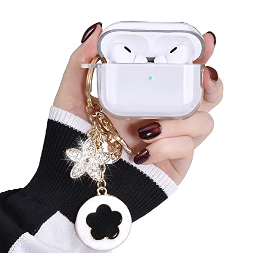 VISOOM Clear Case for Airpods Pro 2nd Generation - Airpods Pro 2 Cases Cover with Lanyard Women Soft TPU iPod Pro 2 Earbuds Wireless Charging Case Girl Bling Keychain for Apple Airpod Gen Pro 2