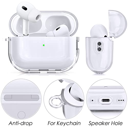 VISOOM Clear Case for Airpods Pro 2nd Generation - Airpods Pro 2 Cases Cover with Lanyard Women Soft TPU iPod Pro 2 Earbuds Wireless Charging Case Girl Bling Keychain for Apple Airpod Gen Pro 2