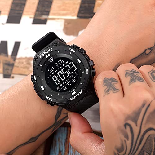 TOMI Mens Digital Watch - Sports Military Waterproof Outdoor Chronograph Wrist Cheap Watches for Men with LED Back Ligh/Alarm/DateGifts for Students Women (Red)