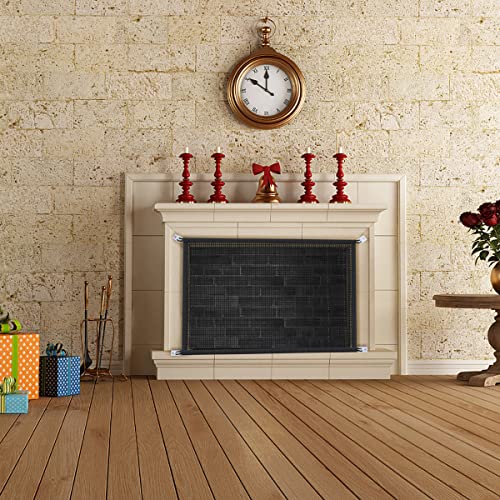 Fireplace Screen Safe Mesh Gate: Child Proof Barrier Guard Living Room Fire Place Cover for Toddler Baby and Pets 29 x 41 inches