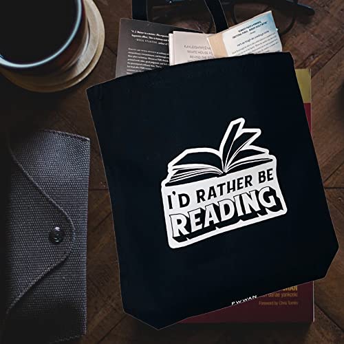 Expression Tote Bag - Everyday Canvas Tote Bag With Expressions (Rather Be Reading Black)