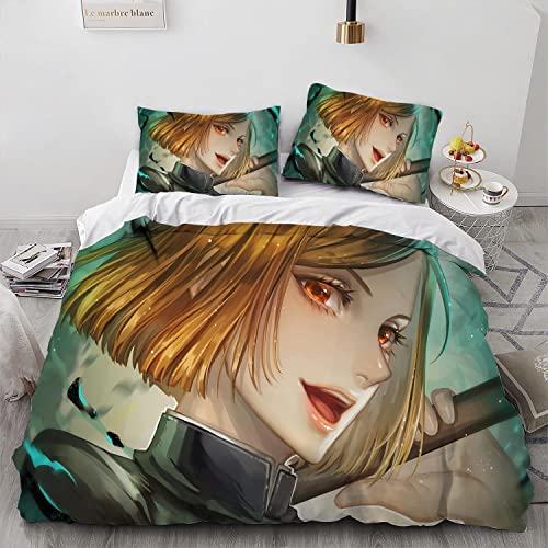 AKARDO Jujutsu Rosa multiflora Nail Anime Duvet Covers, Soft Microfiber Washed Duvet Cover Set 3 Pieces with Zipper Closure,Beding Set (18,Full (79"x90"))