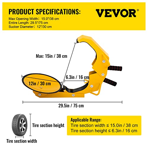 VEVOR Wheel Lock for Trailers, 2pcs Anti-Theft Tire Boots Adjustable Wheel Clamp Lock, Heavy-Duty Steel Parking Lock for Trailers, Trucks, SUVs, ATVs