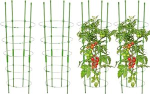 tomato cage for pots 36 inch 4 pack garden plant support tomatoes trellis cages with 4 stakes & 5 adjustable rings for cherry tomato vegetables cucumber climbing plants flower rose indoor outdoor