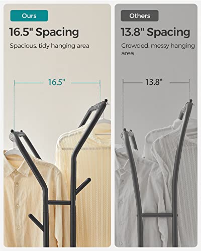 SONGMICS Clothes Rack, Double-Rod Clothing Rack with Wheels, Heavy-Duty Metal Frame, Garment Rack, 220 lb Max. Total Load, 40.7 Inches Wide, Clothes Storage and Display, Black UHSR107B01