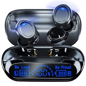 wireless earbuds bluetooth 5.3 headphones,160hrs playback button control ip6 waterproof earphones in-ear power display tws ear buds with mic and 1800mah charging case stereo bass for workout sport
