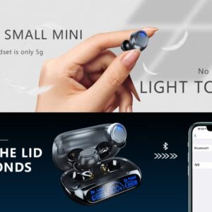 Wireless Earbuds, Bluetooth Headphones 160hrs Battery Life with LED Power Display Crystal-Clear Calls Built-in Mic IP6 Waterproof V5.3 Bluetooth Earbuds Stereo Sound Ear Buds for Sports and Working