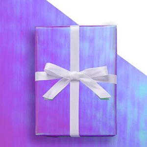 lezakaa purple wrapping paper roll - holographic iridescent wrapping paper for birthday, valentine's, mother's day, holiday - 17 inches x 32.8 feet (47.23 sq.ft.)