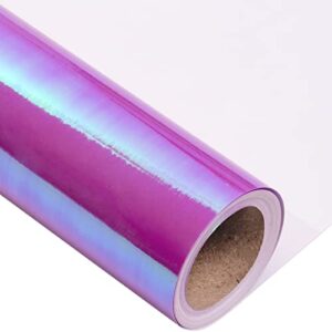 LeZakaa Purple Wrapping Paper Roll - Holographic Iridescent Wrapping Paper for Birthday, Valentine's, Mother's Day, Holiday - 17 inches x 32.8 Feet (47.23 sq.ft.)