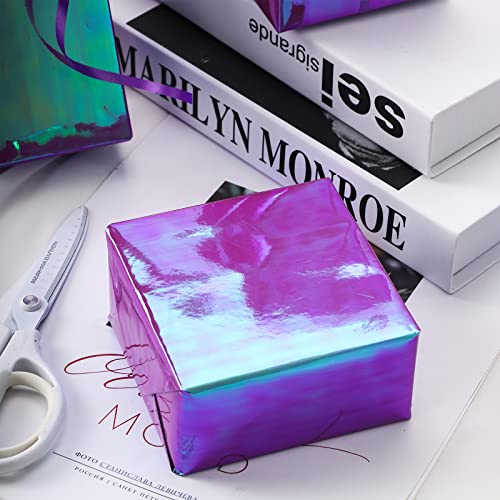 LeZakaa Purple Wrapping Paper Roll - Holographic Iridescent Wrapping Paper for Birthday, Valentine's, Mother's Day, Holiday - 17 inches x 32.8 Feet (47.23 sq.ft.)