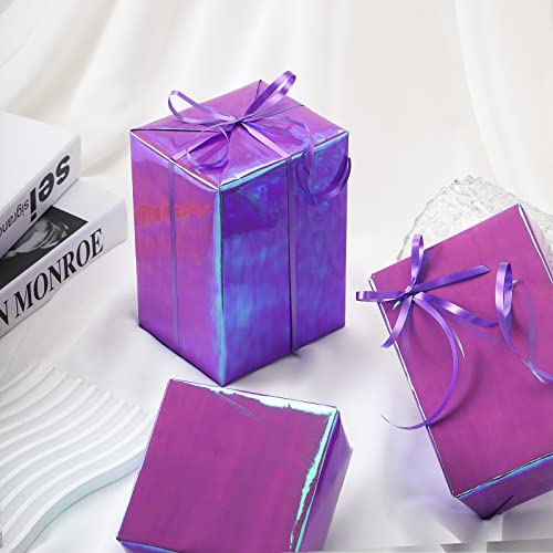 LeZakaa Purple Wrapping Paper Roll - Holographic Iridescent Wrapping Paper for Birthday, Valentine's, Mother's Day, Holiday - 17 inches x 32.8 Feet (47.23 sq.ft.)