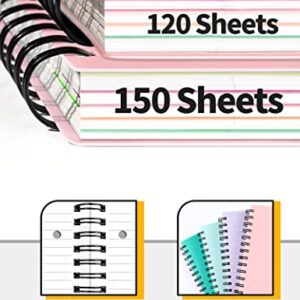 SUNEE 5 Subject Notebook College Ruled - 300 Pages, 8.2"x10.8", Spiral Lined Notebook with 5 Pocket Colored Dividers, 3-Hole Punched Paper, Pink Notebooks for School Supplies, Home & Office, Writing Journal