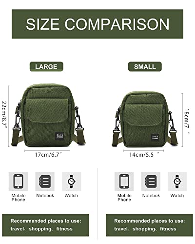 Small Side Shoulder Bag Crossbody Bag For Men Women Mini Messenger Bag Satchel Bag Travel Purse Wallet Passport Holder Bag, Cell Phone Purse Neck Pouch Wallet- Unisex Green Large