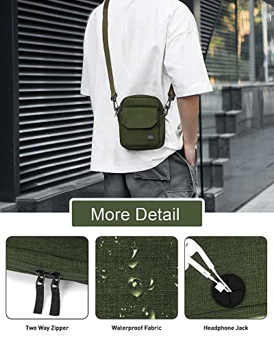 Small Side Shoulder Bag Crossbody Bag For Men Women Mini Messenger Bag Satchel Bag Travel Purse Wallet Passport Holder Bag, Cell Phone Purse Neck Pouch Wallet- Unisex Green Large