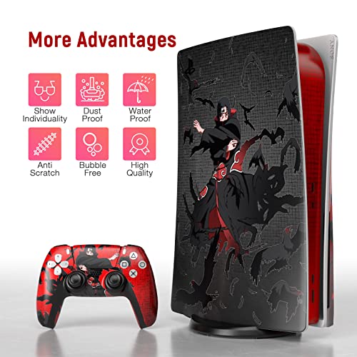 TESSGO PS 5 Skin Disc Edition Anime Console and Controller Vinyl Sticker, Durable, Scratch Resistant, Bubble-Free, Precisely Line Up, Compatible with Play-Station 5