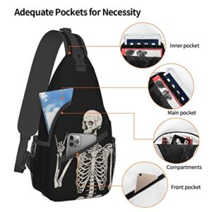 pwakvom Funny Skull Sling Bag Crossbody Sling Backpack Travel Hiking Daypack Chest Bags Shoulder Bag For Women Men