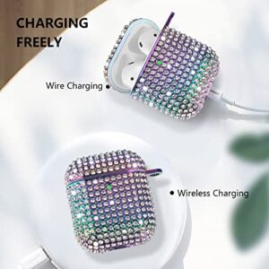 Case for Airpods 2/1, Filoto Bling Crystal PC AirPod 1st/2nd Generation Case Cover for Women Girls, Cute Air Pod Hard Protective Accessories with Lobster Clasp Keychain for Apple Airpods (Colorful)