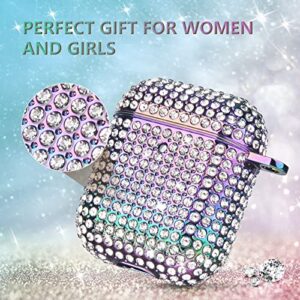 Case for Airpods 2/1, Filoto Bling Crystal PC AirPod 1st/2nd Generation Case Cover for Women Girls, Cute Air Pod Hard Protective Accessories with Lobster Clasp Keychain for Apple Airpods (Colorful)