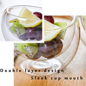 AEFPOYMXU Clear Dessert Cups Glass Set of 2 Crystal Ice Cream Trifle Bowl Double Clear Glass Fruit Parfait for Appetizers, Condiments and Cocktails Dip Bar Snack Dish（300ML）