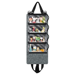 annmore display shelves for tonies figures carrying case for lol surprise dolls storage bag for barbie, gray
