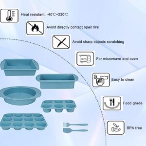 Hansanti 7in1 Silicone Bakeware Baking Set, Kitchen Bake Pans Molds Tray for Oven with BPA Free Round/Square Cake Pan, Loaf Pan, Muffin Pan for Bread Pizza Cheesecake Cupcake Pie Desserts