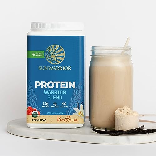 Sunwarrior Vegan Protein Powder Organic Plant-Based Protein | BCAA Amino Acids Hemp Seed Plant Protein | Soy Free Dairy Free Gluten Free Synthetic Free Non-GMO | Vanilla 30 Servings | Warrior Blend