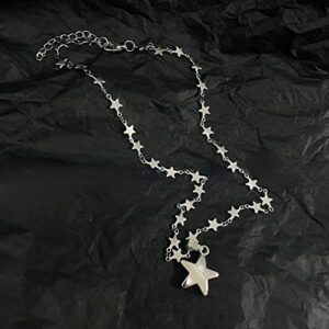 Tyadorw Y2k Necklace Gothic Star Necklace for Women Teen Cute Charm Pendant Retro Fairy Grunge Accessories Preppy Stuff (Star Necklace,No Metal)