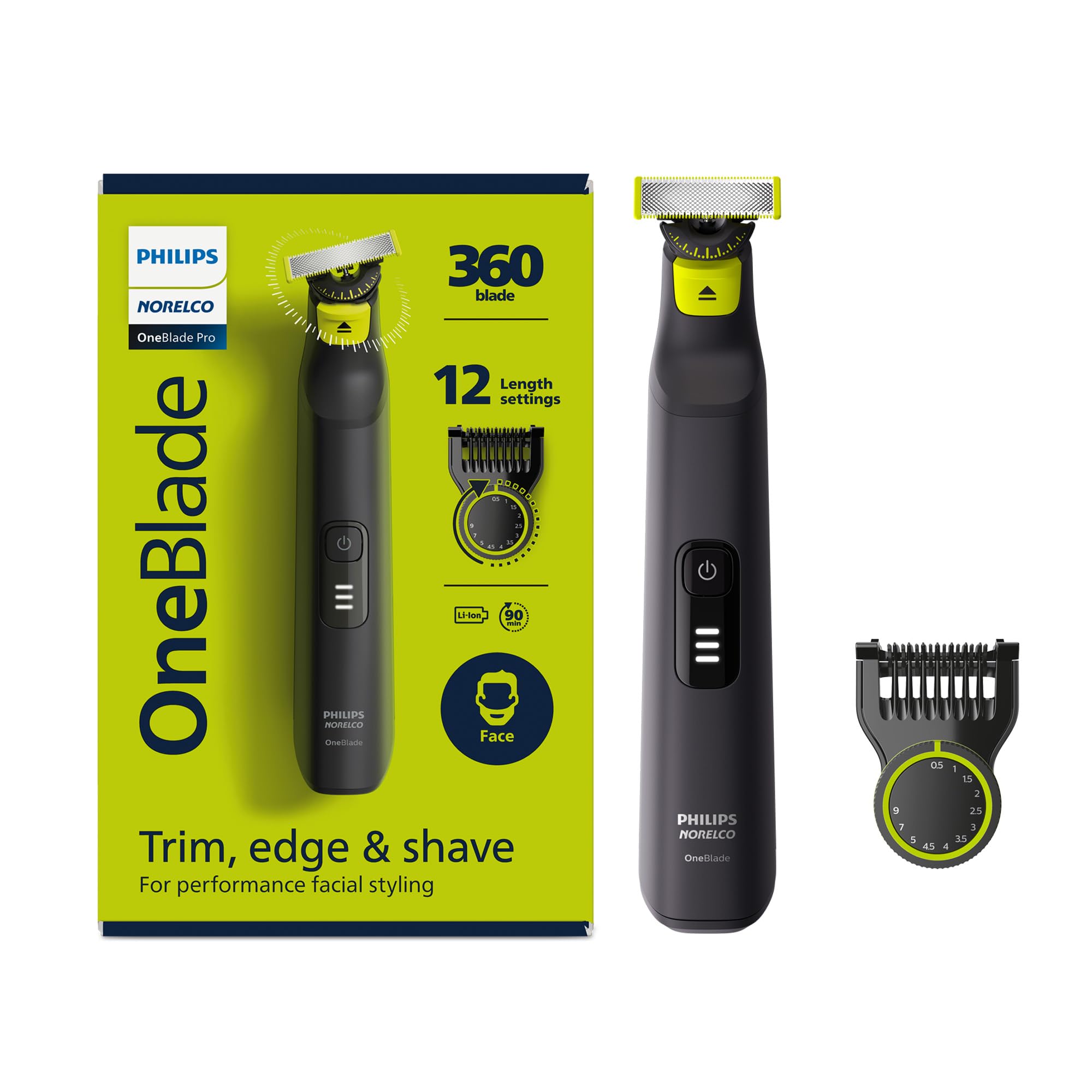 Philips Norelco OneBlade 360 Pro Hybrid Electric Trimmer, QP6531/70, Black