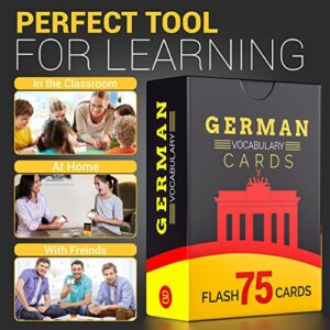 German Vocabulary Flash Cards - 75 Beginner Vocab with Pictures - Memory & Sight Words - Travel & Quick Reference - Educational Language Learning Game Play - Kids, Grade School, Classroom, Homeschool