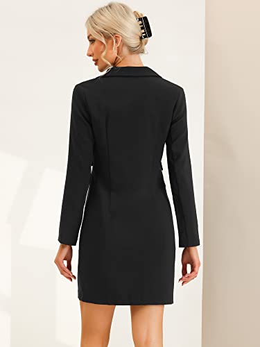 Allegra K Women's Elegant Blazer Office Work Dress with Pockets Small Black