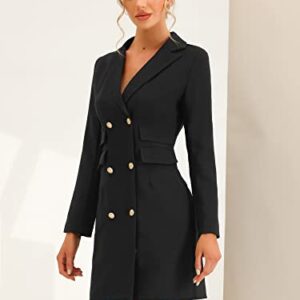 Allegra K Women's Elegant Blazer Office Work Dress with Pockets Small Black