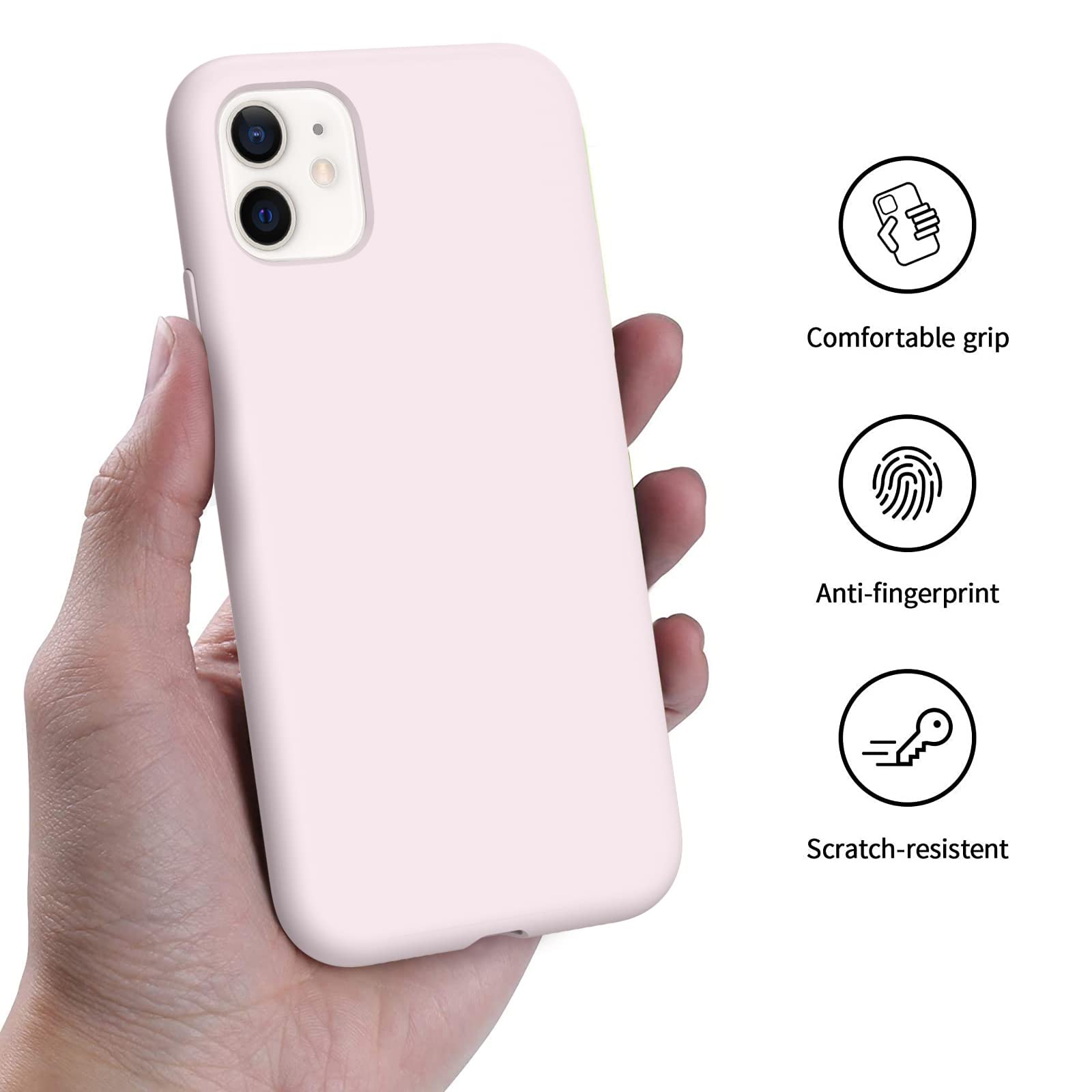 AOTESIER Upgraded Slim Fit iPhone 11 case, Premium Silicone Phone Case, Full Body Shockproof Protection Cover Anti-Scratch&Fingerprint for iPhone 11 with Comfortable Grip, 6.1 inch, Chalk Pink