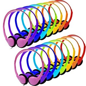 cn-outlet kids headphones 16 pack bulk multi color for school classroom students children toddler boys girls teen and adult