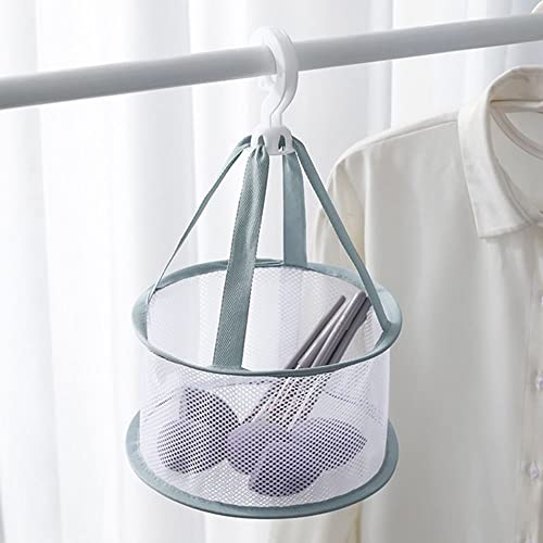 Mini Hanging Drying Net Windproof, Foldable Makeup Brush Puff Drying Mesh Rack Basket with Hook(no lid,purple)