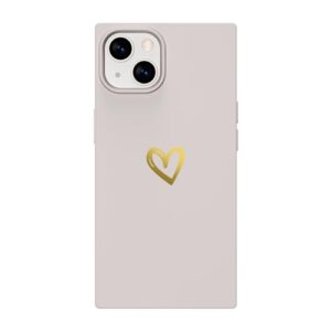cocomii square case compatible with iphone 13 mini - silicone, slim, matte, soft touch, love hearts, fingerprint resistant, anti-scratch, shockproof (antique white)