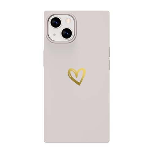 Cocomii Square Case Compatible with iPhone 13 Mini - Silicone, Slim, Matte, Soft Touch, Love Hearts, Fingerprint Resistant, Anti-Scratch, Shockproof (Antique White)