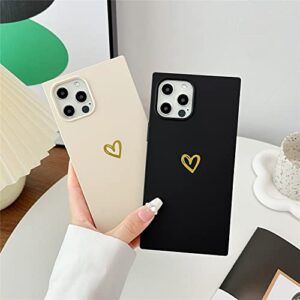 Cocomii Square Case Compatible with iPhone 13 Mini - Silicone, Slim, Matte, Soft Touch, Love Hearts, Fingerprint Resistant, Anti-Scratch, Shockproof (Antique White)