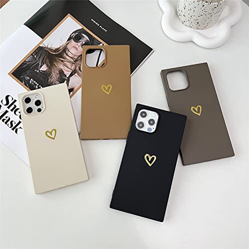 Cocomii Square Case Compatible with iPhone 13 Mini - Silicone, Slim, Matte, Soft Touch, Love Hearts, Fingerprint Resistant, Anti-Scratch, Shockproof (Antique White)