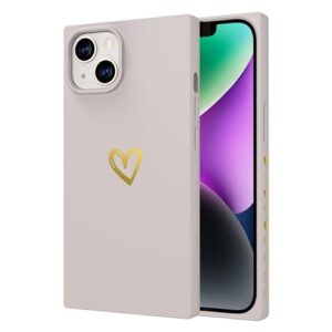 Cocomii Square Case Compatible with iPhone 13 Mini - Silicone, Slim, Matte, Soft Touch, Love Hearts, Fingerprint Resistant, Anti-Scratch, Shockproof (Antique White)