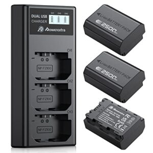 powerextra replace for sony np-fz100 battery and lcd triple charger for firmware 2.0 sony alpha a7 iii, a7r iii, a9, sony alpha 9, a7r3, a6600, a7r iv, alpha a9 ii, alpha 9r, a9r, alpha 9s camera