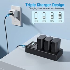 Powerextra Replace for Sony NP-FZ100 Battery and LCD Triple Charger for Firmware 2.0 Sony Alpha A7 III, A7R III, A9, Sony Alpha 9, A7R3, a6600, a7R IV, Alpha a9 II, Alpha 9R, A9R, Alpha 9S Camera