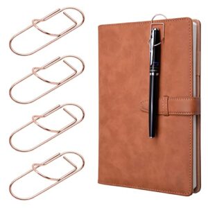 wisdompro pen clip, 12 pack stainless steel pen clip holder for notebook, books, journal, clipboard, paper, etc. - fits almost any pen size (rose gold)