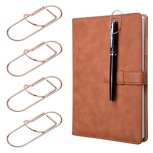 Wisdompro Pen Clip, 12 Pack Stainless Steel Pen Clip Holder for Notebook, Books, Journal, Clipboard, Paper, etc. - Fits Almost Any Pen Size (Rose Gold)