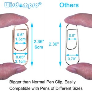 Wisdompro Pen Clip, 12 Pack Stainless Steel Pen Clip Holder for Notebook, Books, Journal, Clipboard, Paper, etc. - Fits Almost Any Pen Size (Rose Gold)