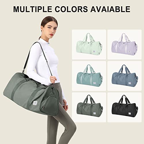 Gym Bag for Men Women,Small Fitness Workout Sports Duffle Bag with Wet Pocket & Shoes Compartment, Waterproof Overnight Weekender Duffel Bags for Traveling Dark Green