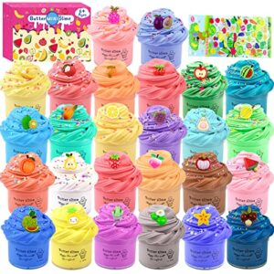 26 pack mini butter slime kit, diy fruit slime toy for kids, super soft and non-sticky, party favors and stress relief toy for girls and boys.